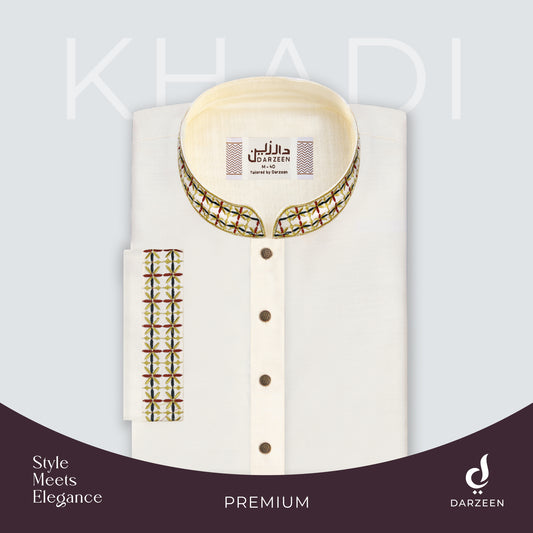 Khadi Panjabi - Zarik Embroidery